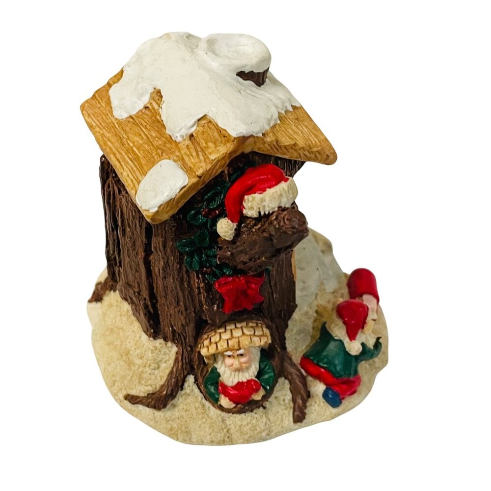 Hand-Painted Resin Christmas Elf Tree House Ornament 3"